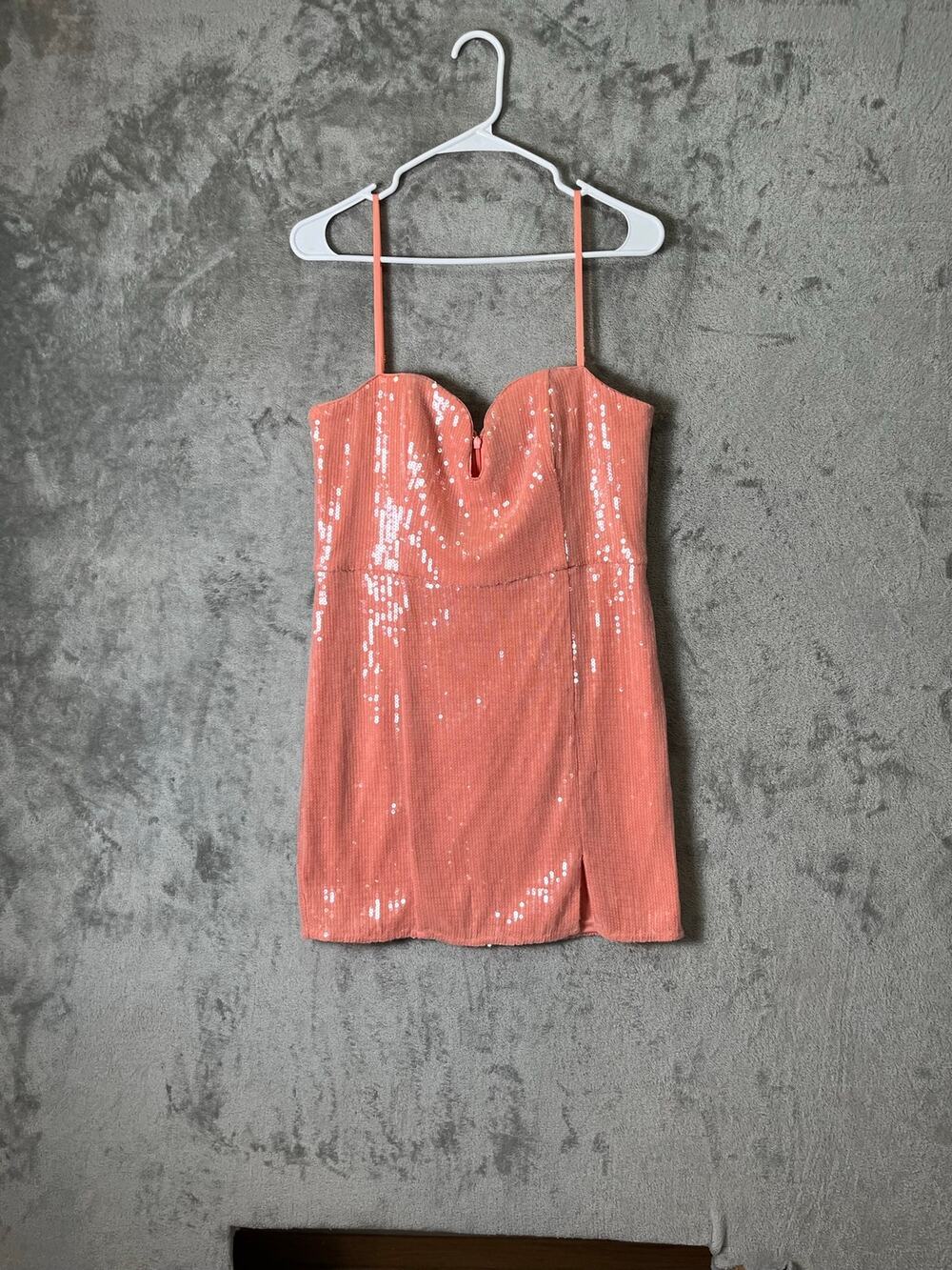 Hutch Coral Pink Sequin Notched Neck‎ Sleeveless Party Mini Dress Women's 10